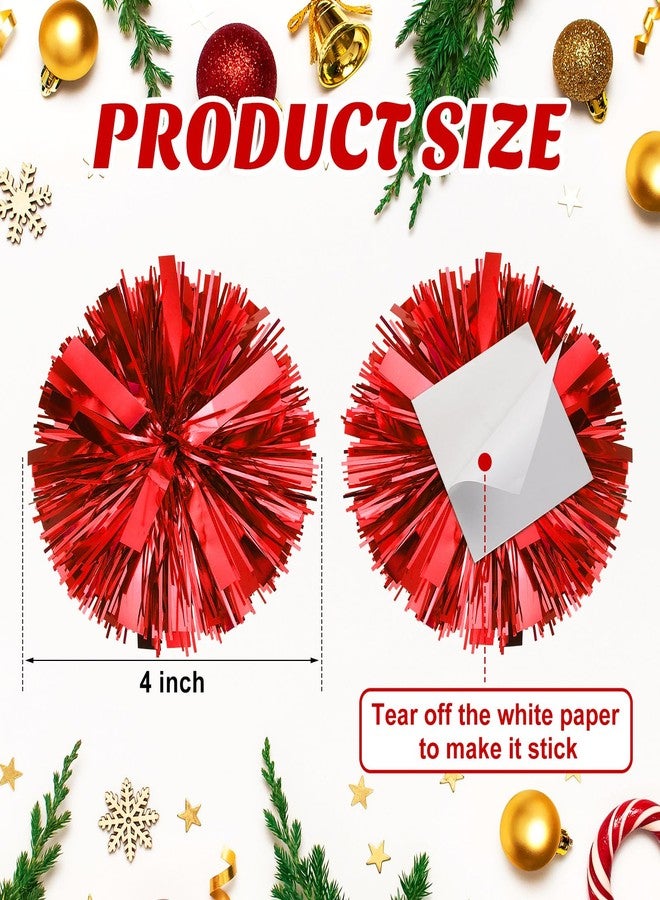 Daifunli 24 Pcs Christmas Tinsel Bows for Gift Wrapping 4 Inch Self Adhesive Christmas Gift Bows Toppers for Xmas Birthday Party Presents Decorations Holiday Gift Accessory(Red) - Image 2